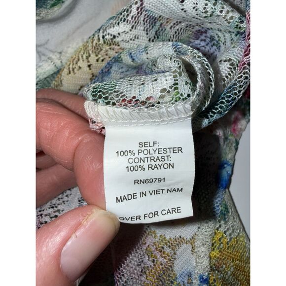 Fig & Flower Boho Blouse Floral Lace Peasant Top Flowy Mesh Anthropologie Medium - Picture 10 of 13